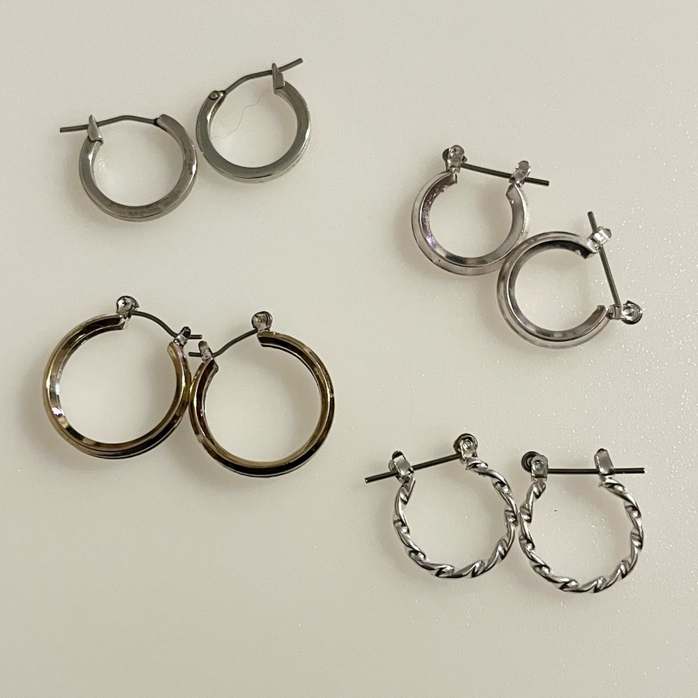 Set of 4 Silver Tone Earrings